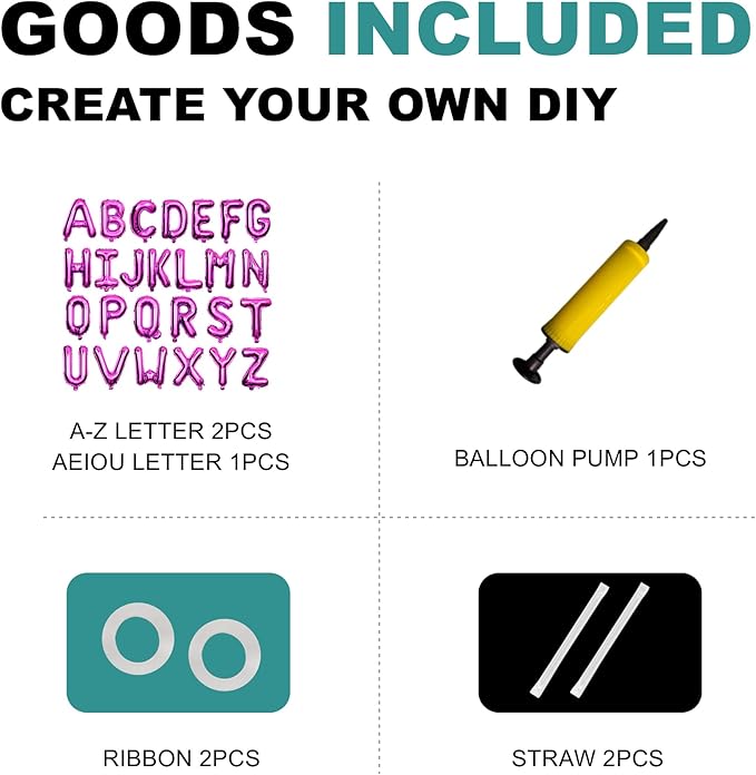 58 PCS Letter Balloons Alphabet Letters 2 Sets A- Z & 1 Sets AEIOU 16 - Inch Mylar Foil Balloons Set for Wedding/Birthdays/Annivs/Grads party Decoration Banner Custom Phrase (Hot Pink)