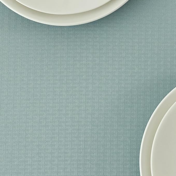 maxmill Square Tablecloth Water Resistance Antiwrinkle Spill Proof Weaved Texture Table Cloth, Decorative Fabric Table Cover for Banquet Parties Event Holiday Dinner, 70 x 70 Inch, Dusty Blue