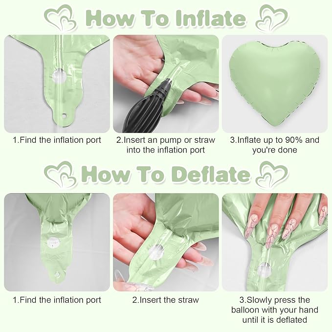 Sage Green Heart Balloons,12Pcs Olive Green Heart Shaped Foil Balloons,18Inch Pastel Green Helium Polyester Film Balloon for Baby Shower Birthday Anniversary Wedding Party Decorations