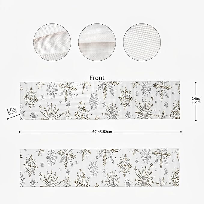 LTLYH Christmas Snowflake Table Runner – 13 x 72 Inch Winter Holiday Table Decor with Gold & Silver Snowflakes for Christmas Dining, New Year, Seasonal Home Decoration T011
