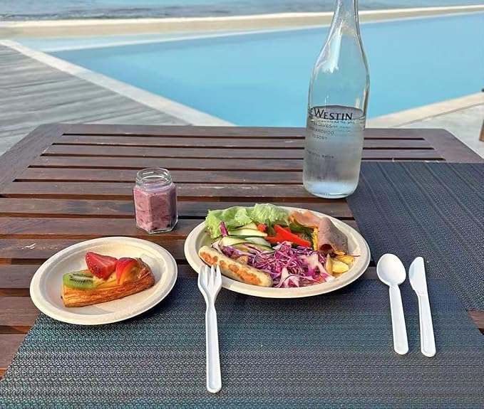 GreenWorks 300 Count 7" Heavy-duty Compostable Cutlery Set,100 Forks 100 Spoons 100 Knives,BPI Certified Large t Disposable Bio-based Cutlery