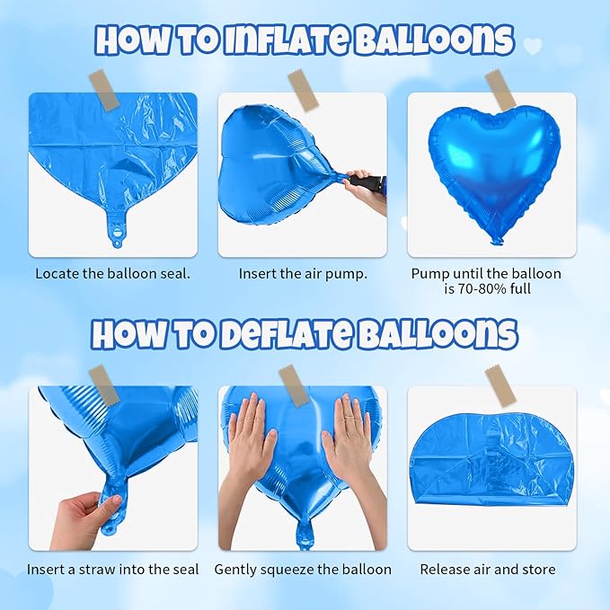 Blue Heart Balloons, Heart Shaped Balloons, 20 Pcs 5/10/18 inch Blue Foil Love Balloon for Baby Shower Graduation Birthday Decorations Wedding Engagement Bridal Showers Anniversary Celebrations