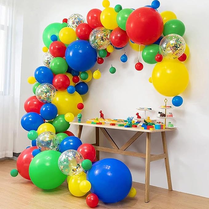 PartyWoo Red Yellow Blue Balloons 100 pcs 12 Inch Pack of Red Yellow and Blue Latex Balloons for Baby Shower Graduaion Gender Reveal Retirement Birthday Engagement Bachelorette Party Decorations