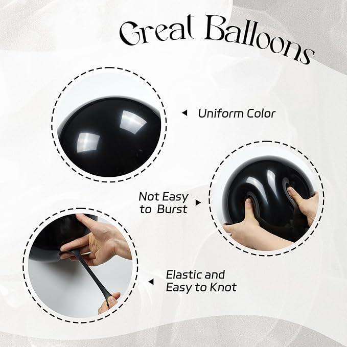 60pcs Black Bow Balloons 12inch with White Black Clear Bow Balloons for Coquette Black and White Birthday Party Decorations