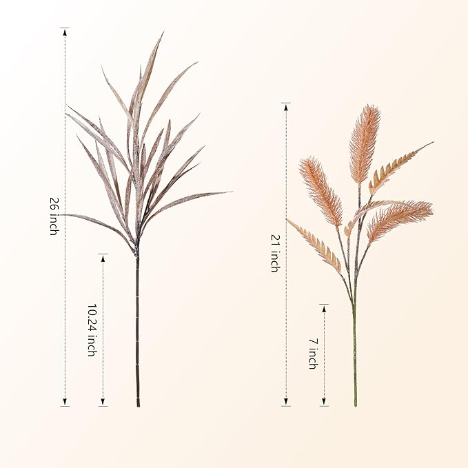 7 PCS Christmas Stems for Vases, 26 in Faux Stems Fake Plants Winter Stem Greenery Branches Fake Leaves Faux Foliage for DIY Craft Garland Home Kitchen Office Indoor Centerpiece Table Decor, Orange