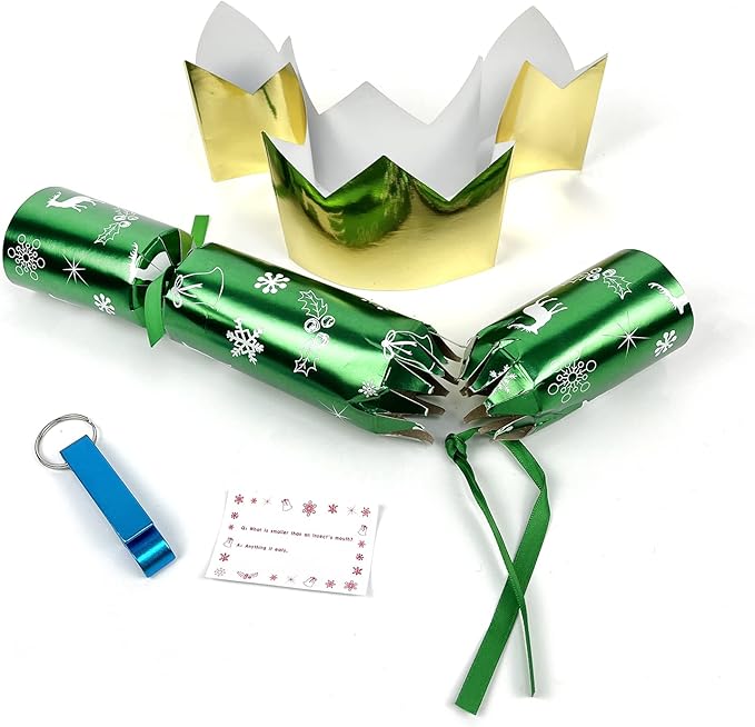 12 Pack Christmas No-snap Party Table Favors, Christmas themed Holiday Supplies with Party Hat, Joke & Little Gift Inside for Kids Adults Xmas Gift