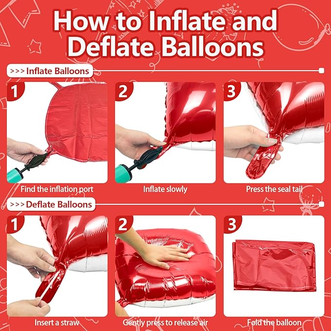 NISOCY 48PCS Red White Square Foil Balloons Wall Backdrop Double Sided Red Pearl White Balloons Arch Kit for Birthday Wedding Bridal Shower Valentine Anniversary Party Decorations