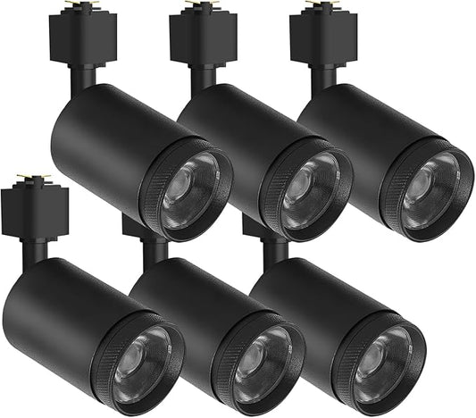 10W LED Track Lighting Heads – L-Type Adjustable Ceiling Spotlights, 3000K/4000K/5700K, Flicker-Free CRI90+ (6-Pack) – Black Track Light Fixtures for Accent, Task & Art Lighting