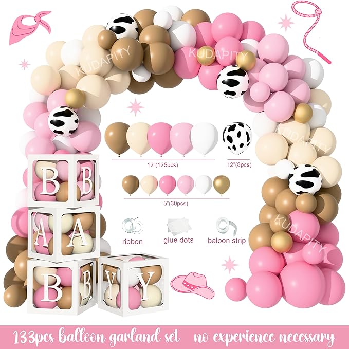 Cowgirl Baby Shower Decorations, Western Rodeo Baby Cowgirl Baby Shower Party Supplies, A Little Cowgirl is On The Way Décor Balloon Arch Backdrop Box Mom to be Sash Tablecloth for Cowgirl Shower