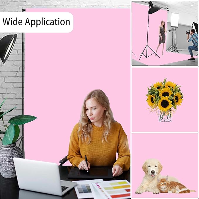 Pink Photography Backdrops, Photo Booth Video Shooting Photo Backdrop, Portrait Background for Photography, Photo Studio Pink Backdrops for Photoshoot 10x10ft