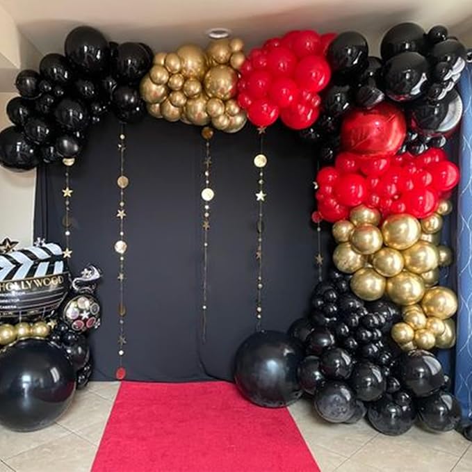 Red Black and Gold Balloons, 60Pcs 12 Inch Red and Black Gold Party Balloons Casino Theme Party Decoration for Graduation New Year Casino Movies Night Festival Birthday Party Decorations