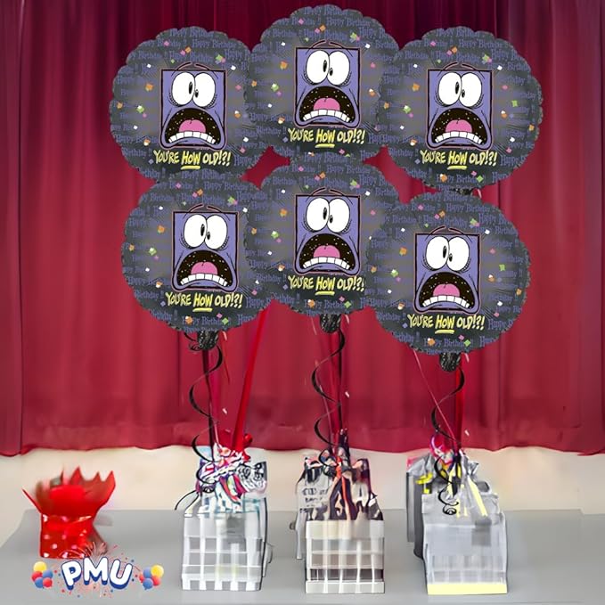 PMU Happy Birthday You're How Old? 18 Inch Mylar-Foil Balloon Pkg/25