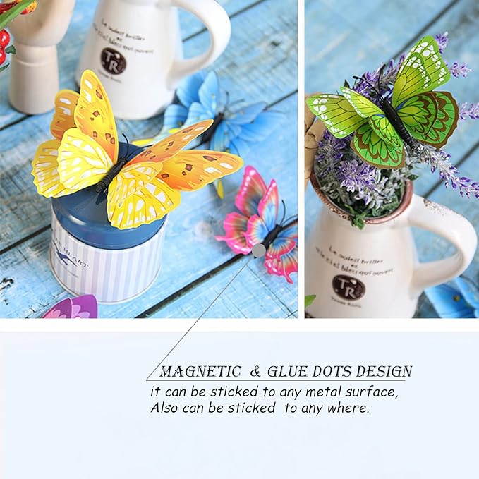 Butterfly Wall Decor 24/48 PCS, 3D Butterflies Stickers for Party Decorations with Magnets(Colorful, 48)