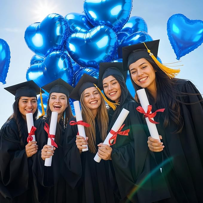 Blue Heart Balloons, Heart Shaped Balloons, 20 Pcs 5/10/18 inch Blue Foil Love Balloon for Baby Shower Graduation Birthday Decorations Wedding Engagement Bridal Showers Anniversary Celebrations