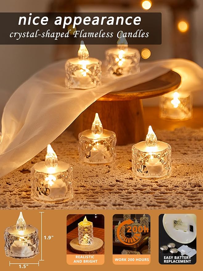 24PCS Flameless LED Candles - Battery Operated Votive Lights for Wedding Centerpieces, Holiday Tablescapes, Yoga Studios - Safe Tabletop Decor for Dinner Parties & Home Ambiance Lighting