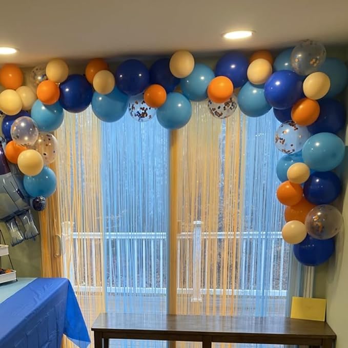 Blue and Orange Balloons 60PCS 12INCH Orange White Balloon Navy Dark Light Blue Confetti Balloon for Puppy Birthday Dog Theme Party Decorations Helium Latex Balloons for Arch