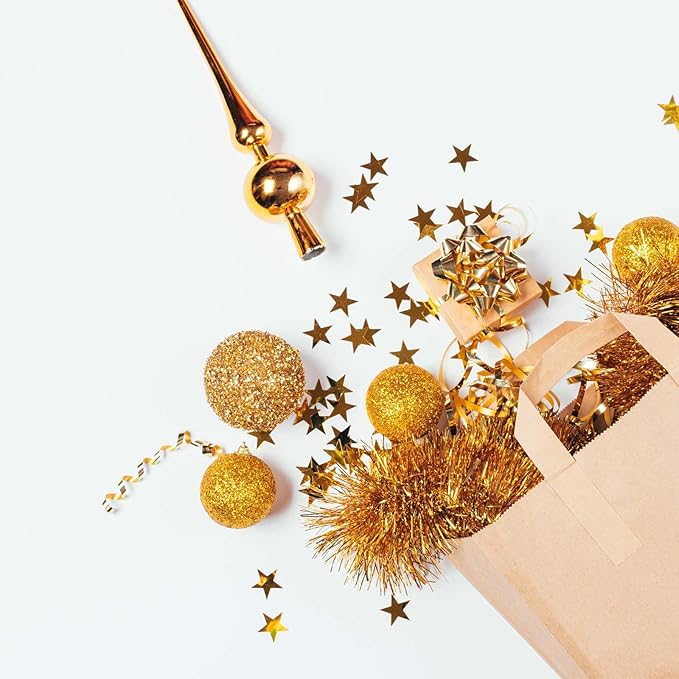 60g Star Confetti Glitter Star Table Confetti, Metallic Foil Star Glitter, Table Decorations for Party Wedding birthday graduation Decorations(Glitter Gold Set, 10mm and 6mm)