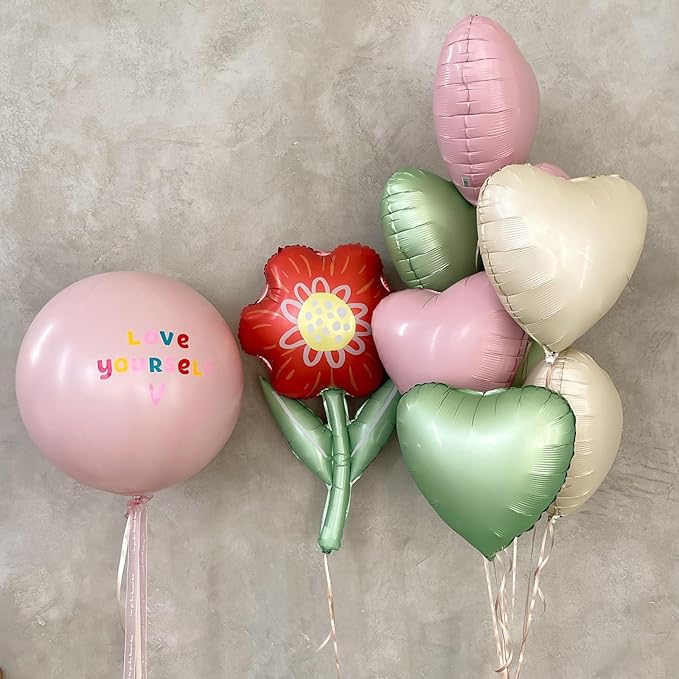 Sage Green Heart Balloons,12Pcs Olive Green Heart Shaped Foil Balloons,18Inch Pastel Green Helium Polyester Film Balloon for Baby Shower Birthday Anniversary Wedding Party Decorations