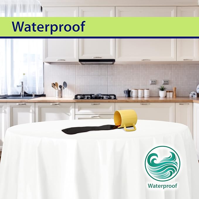 Party Dimensions White Disposable Plastic Tablecloth for Round Tables (12 Pack) 84 inches Table Cloths for Parties, Events & Weddings, Indoors & Outdoors, Plastic Table Cover