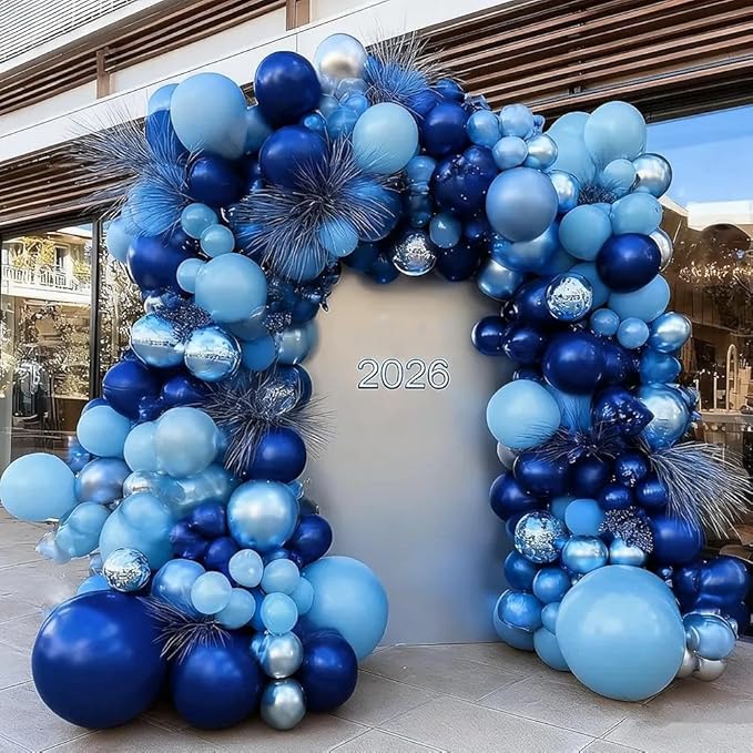 Royal Blue Balloon Garland Double Stuffed Dark Navy Blue Metallic Balloon Arch Kit for Christmas New Year Birthday Baby Shower Bridal Shower Wedding Graduation Party Decorations