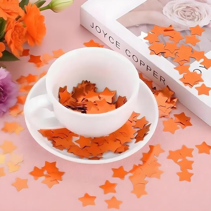 Orange Metallic Foil Star Confetti 0.78inch/2cm 8000PCS Table Confetti for Party Birthday Decoration or Filled Balloons