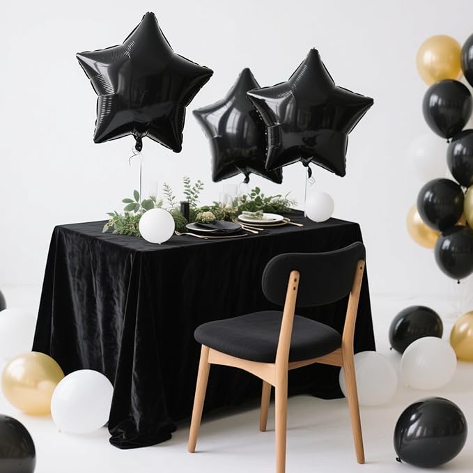 Black Star Balloons Christmas Gifts Black Star Foil Balloon Set Mylar Helium Metallic 12pcs 18 Inch Birthday Decorations Room Decor Graduation Decoration Party Baby Shower Anniversary Wedding