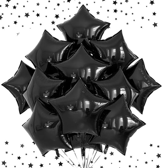 20 Pcs Black Star Balloons Set,18 inch Graduation Foil Balloons Large Star Shaped Balloon Mylar Helium Balloon for New Year Birthday Anniversary Wedding Baby Shower Party Decorations