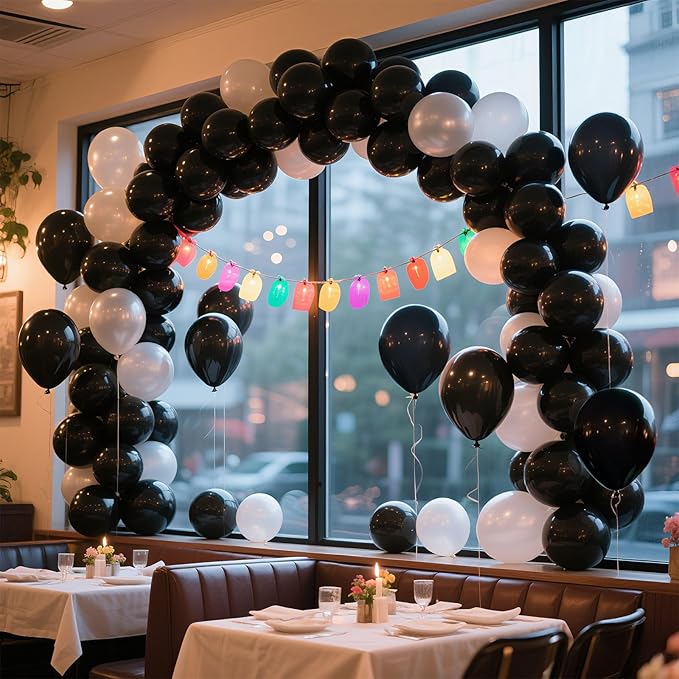 Black Balloons Party Decorations 100 Pack 12 inch Round Halloween Latex Balloons for Black Themed Wedding Graduation Anniversary Birthday Party Backdrop Decorations