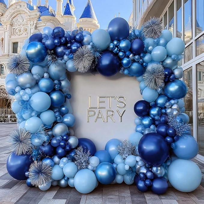 Royal Blue Balloon Garland Double Stuffed Dark Navy Blue Metallic Balloon Arch Kit for Christmas New Year Birthday Baby Shower Bridal Shower Wedding Graduation Party Decorations