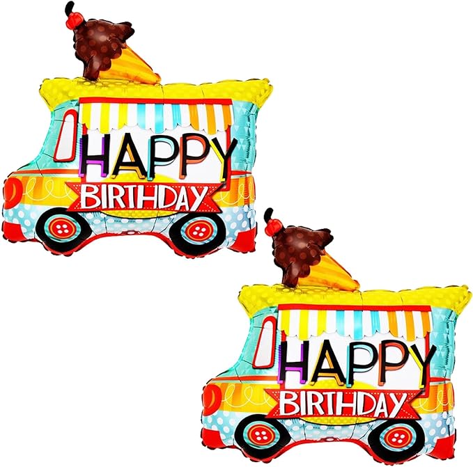 2 Pcs Ice Cream Car Foil Balloons Ice Cream Car Party Balloon Baby Shower Children's Birthday Party Decorations