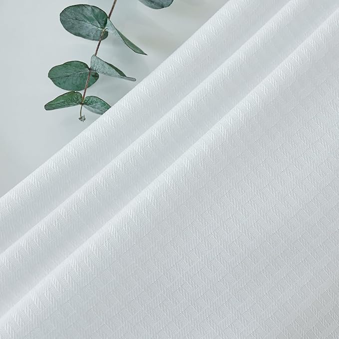 maxmill Tablecloth Weaved Texture Stain Resistant Waterproof, Wrinkle Resistant Washable Table Cloth, Fabric Table Cover for Dining Room, Indoor Outdoor Use, Rectangle 60 x 120 Inch, White