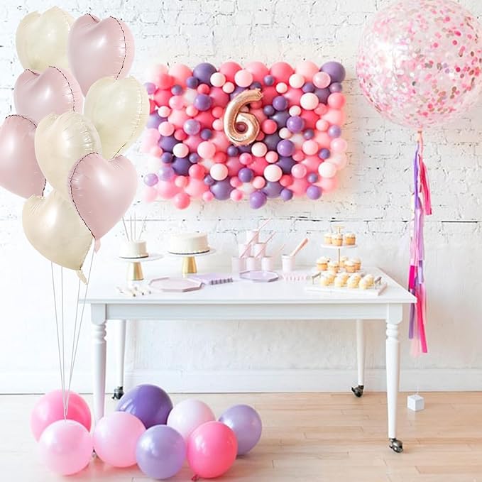 TONIFUL 30Pcs 18 Inch Pastel Pink Cream White Heart Balloons Valentine’s Day Heart Shape Foil Mylar Balloons Decoration for Valentine's Day Wedding Bridal Shower Anniversary Engagement Party Supplies