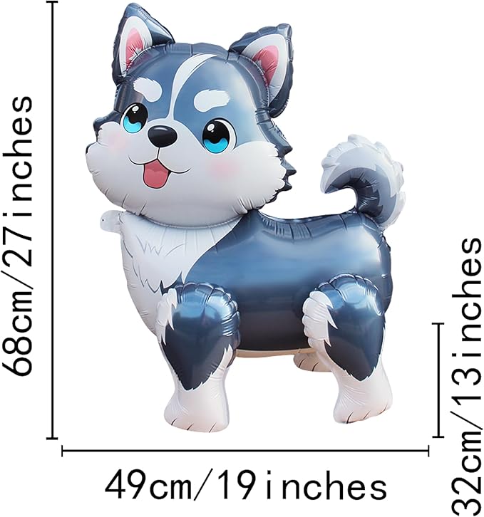 3D Animal Dog Balloons,Standing Pet Puppy Dog Balloon Husky Balloon For Birthday Party Supplies Decoration,Kids Animal Theme Doggy Mylar Foil Balloons Gift