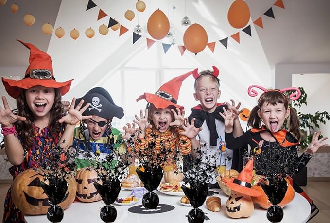 6 Pack Halloween Table Centerpieces Party Table Decoration Metallic Foil Spray Centerpiece Star Black Decor Indoor for Birthday Wedding Anniversary Graduation Holiday Party Supplies