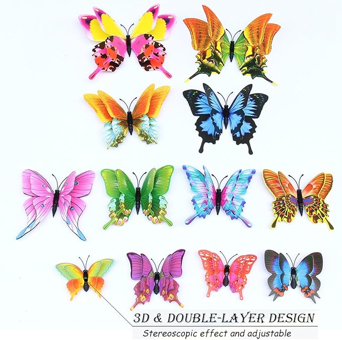 Butterfly Wall Decor 24/48 PCS, 3D Butterflies Stickers for Party Decorations with Magnets (Swallow, 24)