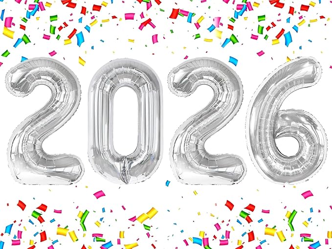 Silver 2026 Number Balloon 40 Inch, Foil Balloons 2026 New Years Eve Party Supplies, 2026 Silver 2026 Graduation Decorations, Silvery Balloon Suit