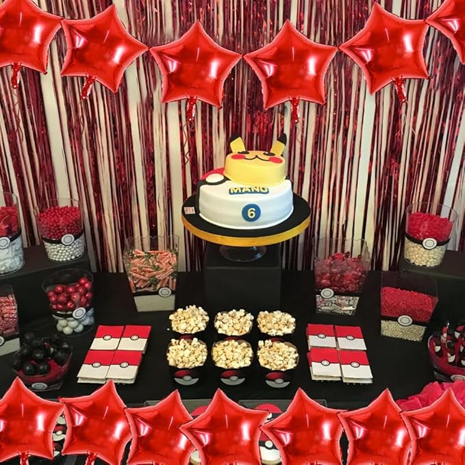 TONIFUL 30Pcs 18 Inch Large Red Star Shape Foil Balloons Big Red Stars Helium Mylar Ballons for Birthday Wedding Baby Shower Anniversary Engagement Party Decorations Supplies