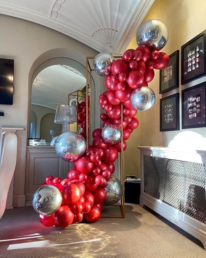 6 Pack Silver 22 Inch 4D Foil Balloons Big 360 Degree Round Sephere Mylar Balloons Mirror Finish Metallic Balloons for Wedding,Birthday,Bachelorette,Baby Shower Decorations Party Supplies