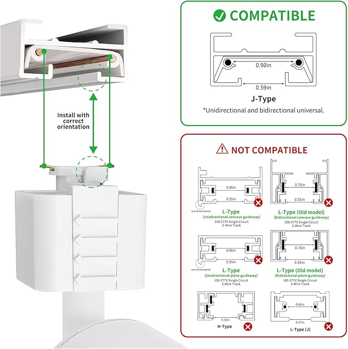10W LED Black Track Lighting Heads, J Type Track Lighting Rail Ceiling Spotlight for Accent Task Wall Art Exhibition Lighting, and Wall Art Display Illumination 3000K-5700K, CRI90+ (6-Pack
