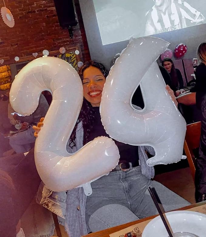 White Number 4 Balloon 40 Inch, 4th Birthday Party Decorations for Children, Giant 4 Foil Balloon for Party Supplies