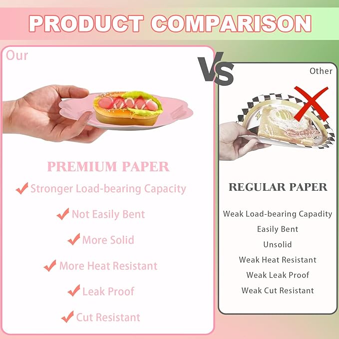 416 Pcs Pink And Green Party Supplies - For 52 Guests Paper Plates And Napkins Knives Spoons Forks Cups - Disposable Big Scalloped Dinner Party Set Cutlery - For Baby Shower Bridal Shower Wedding