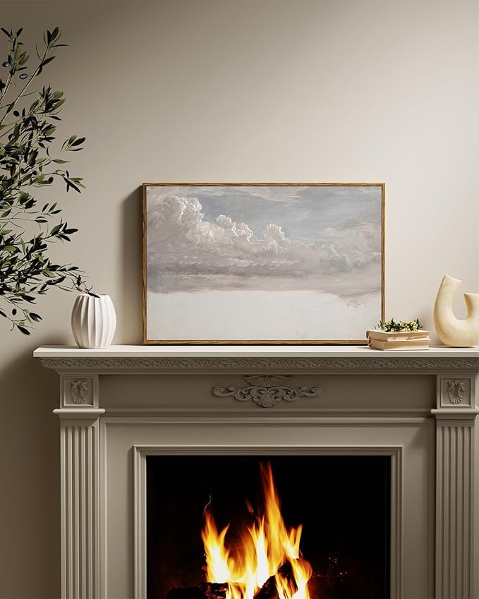 InSimSea Framed Canvas Wall Art Vintage Decor, Home Decor Classical Oil Painting Cloud Study Large Wall Decorations for Living Room, Canvas Pictures Art for Bedroom Bathroom Gallery, 16"x24"