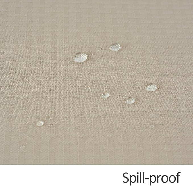 maxmill Tablecloth Weaved Texture Stain Resistant Waterproof, Wrinkle Resistant Washable Table Cloth, Fabric Table Cover for Dining Room, Indoor Outdoor Use, Rectangle 70 x 120 Inch, Natural