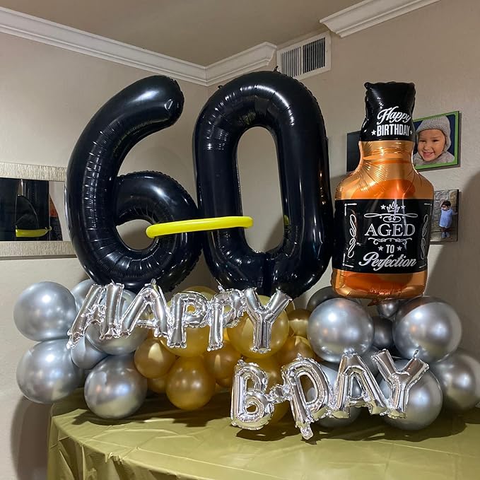 Black Number 8 Balloons, 40 Inch 8th Birthday Foil Balloon for Boys Girls, Giant Self Inflating Helium Mylar Foil Number Balloons 0-9 for Women Men 18th 80th Anniversary Party Decorations Supplies