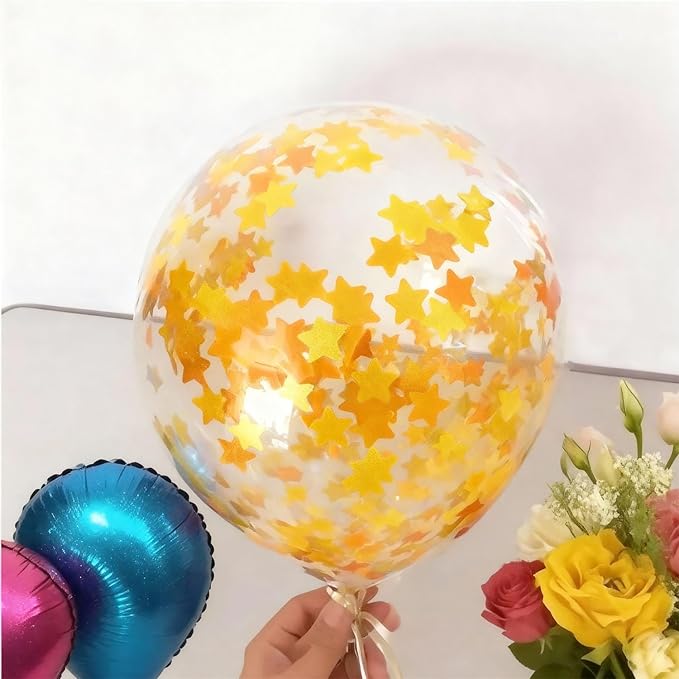 Orange and Yellow Metallic Foil Star Confetti 0.78inch/2cm 8000PCS Table Confetti for Party Birthday Decoration or Filled Balloons