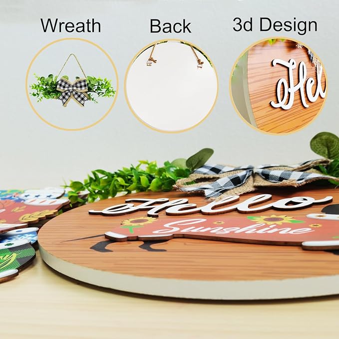 18 Pcs Interchangeable Seasonal Welcome Signs Front Door Decoration, Rustic Dachshund Seasonal Home Sign, Great Dog Gifts, Suitable for All Holidays Including Valentine's Day, Easter (Brown)