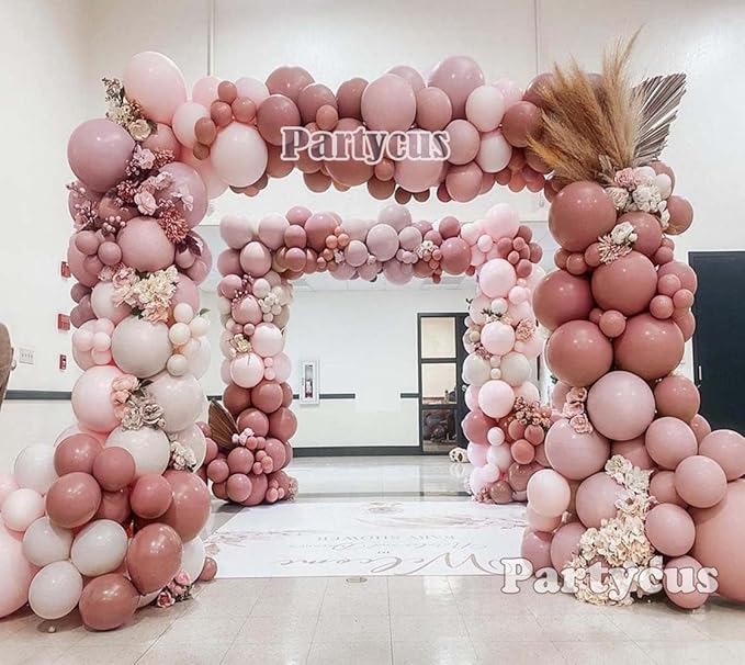 Dusty Rose Pink Balloon Arch Kit Double Stuffed Mauve Light Pink Matte Blush Nude Boho Balloon Garland for Baby Shower Birthday Bridal Wedding Fall Thanksgiving Party Decoration