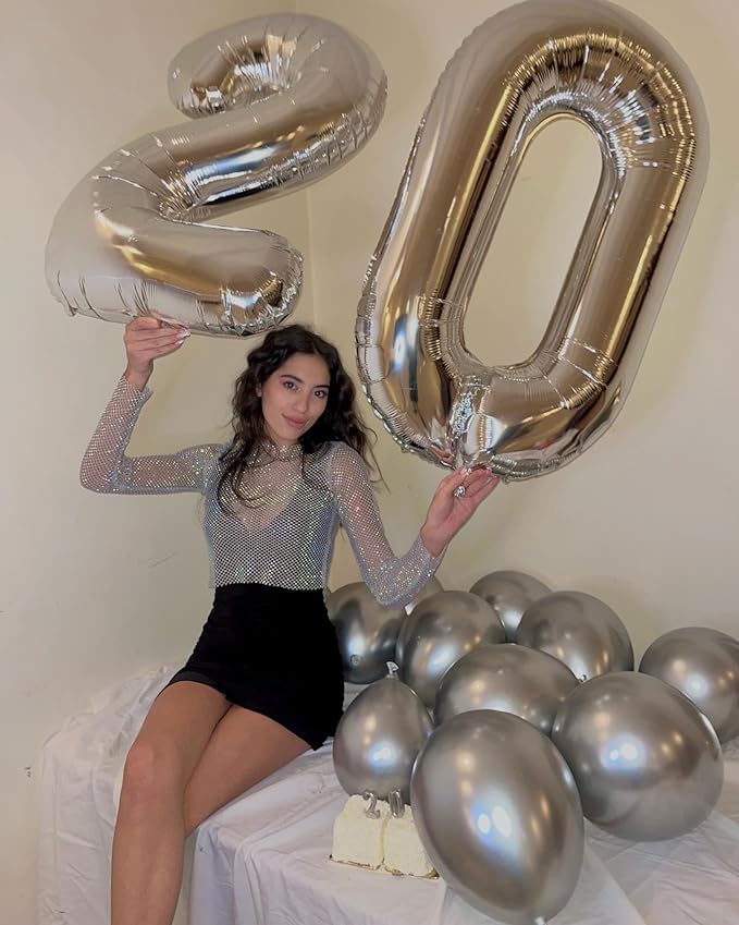 Silver Number 13 Balloon 40 Inch, 13th Birthday Party Decorations for Children, Giant 13 Foil Balloon for Party Supplies