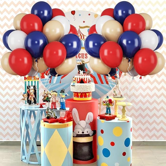 Baseball Theme Balloons - 60PCS 12INCH Red, White & Blue Nautical Helium Latex Balloons for Sports, Birthday, Baby Shower Decorations