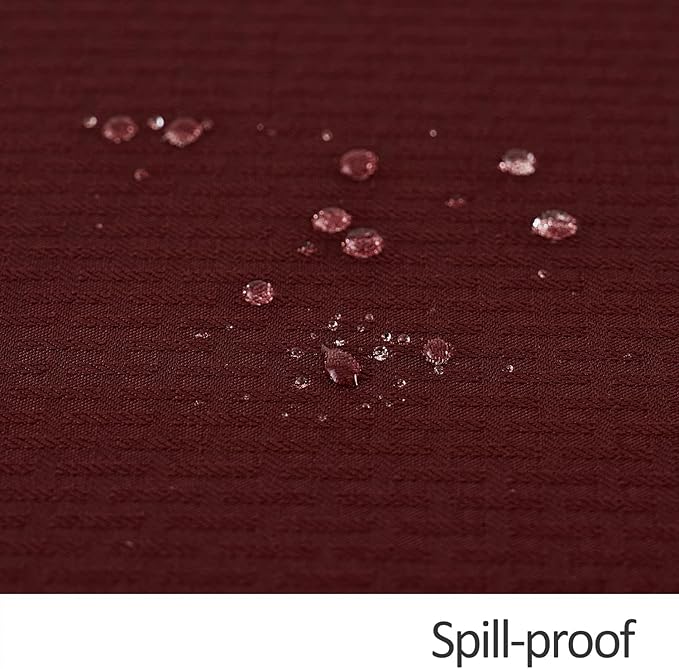 maxmill Square Tablecloth Water Resistance Antiwrinkle Spill Proof Weaved Texture Table Cloth, Decorative Fabric Table Cover for Banquet Parties Event Holiday Dinner, 70 x 70 Inch, Burgundy